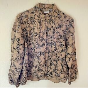 CHICO’S Silk Textured Eclectic Grandma-Style Abstract Jacket Vintage Core Layer